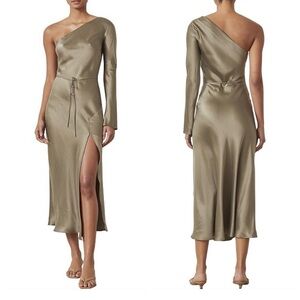 NWT BEC + BRIDGE CLASSIC SILK ASYM MIDI DRESS US Size 6